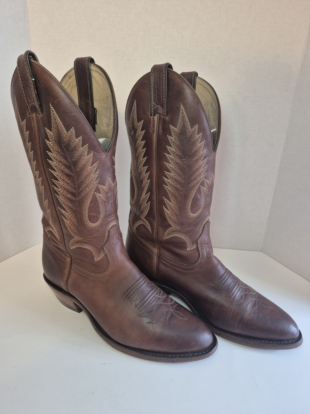 Boulet Canada Classic Brown Leather Cowboy Boots -Men's Western Riding Boots 7.5